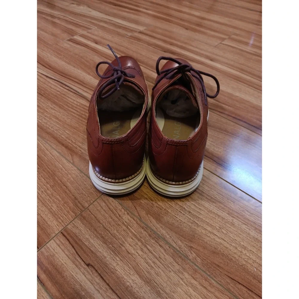 COLE HAAN Original GRAND OS Wingtip Oxford Cognac Brown Leather Shoes Mens 10.5M